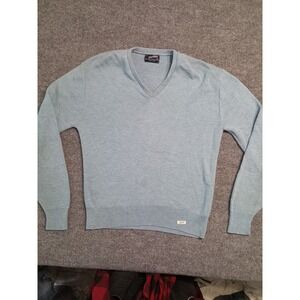 Vintage Puritan Sweater Mens XL  Blue V Neck Orlon Acrylic 70s USA (Stain)